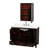 Custom image for Espresso with Brushed Chrome Trim / White Quartz, Rectangular Sink / Medicine Cabinet