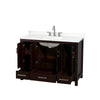 Custom image for Espresso with Brushed Chrome Trim / White Quartz, Rectangular Sink / No Mirror