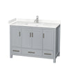 Custom image for Gray with Brushed Chrome Trim / Carrara Cultured Marble, Rectangular Sink / No Mirror