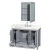 Custom image for Gray with Brushed Chrome Trim / Carrara Cultured Marble, Rectangular Sink / Medicine Cabinet