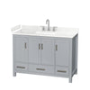 Custom image for Gray with Brushed Chrome Trim / Carrara Cultured Marble, Rectangular Sink / No Mirror