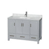 Custom image for Gray with Brushed Chrome Trim / White Carrara Marble, Rectangular Sink / No Mirror