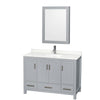 Custom image for Gray with Brushed Chrome Trim / Giotto Quartz, Rectangular Sink / Medicine Cabinet