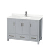 Custom image for Gray with Brushed Chrome Trim / Giotto Quartz, Rectangular Sink / No Mirror