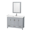 Custom image for Gray with Brushed Chrome Trim / White Cultured Marble, Rectangular Sink / Medicine Cabinet