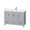 Custom image for Gray with Brushed Chrome Trim / White Cultured Marble, Rectangular Sink / No Mirror