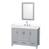 Custom image for Gray with Brushed Chrome Trim / White Cultured Marble, Rectangular Sink / 24