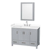 Custom image for Gray with Brushed Chrome Trim / White Cultured Marble, Rectangular Sink / Medicine Cabinet