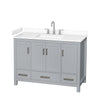 Custom image for Gray with Brushed Chrome Trim / White Cultured Marble, Rectangular Sink / No Mirror