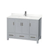 Custom image for Gray with Brushed Chrome Trim / White Quartz, Rectangular Sink / No Mirror
