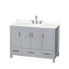 Custom image for Gray with Brushed Chrome Trim / White Quartz, Rectangular Sink / No Mirror