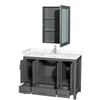 Custom image for Dark Gray with Brushed Chrome Trim / Carrara Cultured Marble, Rectangular Sink / Medicine Cabinet