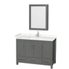 Custom image for Dark Gray with Brushed Chrome Trim / Carrara Cultured Marble, Rectangular Sink / Medicine Cabinet