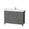 Custom image for Dark Gray with Brushed Chrome Trim / Carrara Cultured Marble, Rectangular Sink / No Mirror