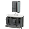 Custom image for Dark Gray with Brushed Chrome Trim / Carrara Cultured Marble, Rectangular Sink / Medicine Cabinet