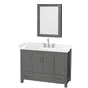 Custom image for Dark Gray with Brushed Chrome Trim / Carrara Cultured Marble, Rectangular Sink / Medicine Cabinet