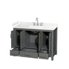 Custom image for Dark Gray with Brushed Chrome Trim / Carrara Cultured Marble, Rectangular Sink / No Mirror