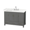 Custom image for Dark Gray with Brushed Chrome Trim / Carrara Cultured Marble, Rectangular Sink / No Mirror
