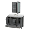 Custom image for Dark Gray with Brushed Chrome Trim / White Carrara Marble, Oval Sink / Medicine Cabinet