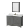 Custom image for Dark Gray with Brushed Chrome Trim / White Carrara Marble, Oval Sink / Medicine Cabinet