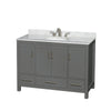 Custom image for Dark Gray with Brushed Chrome Trim / White Carrara Marble, Oval Sink / No Mirror