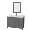 Custom image for Dark Gray with Brushed Chrome Trim / White Carrara Marble, Rectangular Sink / 24