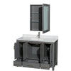 Custom image for Dark Gray with Brushed Chrome Trim / White Carrara Marble, Rectangular Sink / Medicine Cabinet