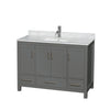 Custom image for Dark Gray with Brushed Chrome Trim / White Carrara Marble, Rectangular Sink / No Mirror