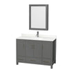 Custom image for Dark Gray with Brushed Chrome Trim / Giotto Quartz, Rectangular Sink / Medicine Cabinet