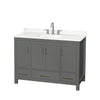 Custom image for Dark Gray with Brushed Chrome Trim / Giotto Quartz, Rectangular Sink / No Mirror