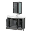 Custom image for Dark Gray with Brushed Chrome Trim / White Cultured Marble, Rectangular Sink / Medicine Cabinet