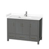 Custom image for Dark Gray with Brushed Chrome Trim / White Cultured Marble, Rectangular Sink / No Mirror