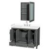 Custom image for Dark Gray with Brushed Chrome Trim / White Cultured Marble, Rectangular Sink / Medicine Cabinet