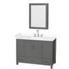 Custom image for Dark Gray with Brushed Chrome Trim / White Cultured Marble, Rectangular Sink / Medicine Cabinet