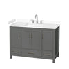 Custom image for Dark Gray with Brushed Chrome Trim / White Cultured Marble, Rectangular Sink / No Mirror