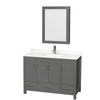Custom image for Dark Gray with Brushed Chrome Trim / White Quartz, Rectangular Sink / Medicine Cabinet