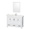 Custom image for White with Brushed Chrome Trim / Carrara Cultured Marble, Rectangular Sink / 24