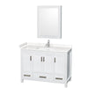 Custom image for White with Brushed Chrome Trim / Carrara Cultured Marble, Rectangular Sink / Medicine Cabinet