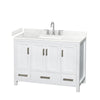 Custom image for White with Brushed Chrome Trim / Carrara Cultured Marble, Rectangular Sink / No Mirror