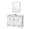 Custom image for White with Brushed Chrome Trim / White Carrara Marble, Oval Sink / Medicine Cabinet