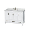 Custom image for White with Brushed Chrome Trim / White Carrara Marble, Oval Sink / No Mirror