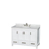 Custom image for White with Brushed Chrome Trim / White Carrara Marble, Oval Sink / Medicine Cabinet