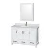 Custom image for White with Brushed Chrome Trim / White Carrara Marble, Rectangular Sink / Medicine Cabinet