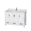 Custom image for White with Brushed Chrome Trim / White Carrara Marble, Rectangular Sink / No Mirror