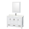 Custom image for White with Brushed Chrome Trim / Giotto Quartz, Rectangular Sink / Medicine Cabinet