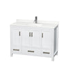 Custom image for White with Brushed Chrome Trim / Giotto Quartz, Rectangular Sink / No Mirror