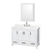 Custom image for White with Brushed Chrome Trim / Giotto Quartz, Rectangular Sink / Medicine Cabinet