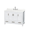 Custom image for White with Brushed Chrome Trim / Giotto Quartz, Rectangular Sink / No Mirror
