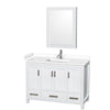 Custom image for White with Brushed Chrome Trim / White Cultured Marble, Rectangular Sink / Medicine Cabinet