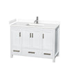 Custom image for White with Brushed Chrome Trim / White Cultured Marble, Rectangular Sink / No Mirror